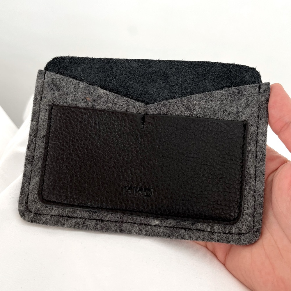 Brand new black grey leather Kiko wallet passport holder